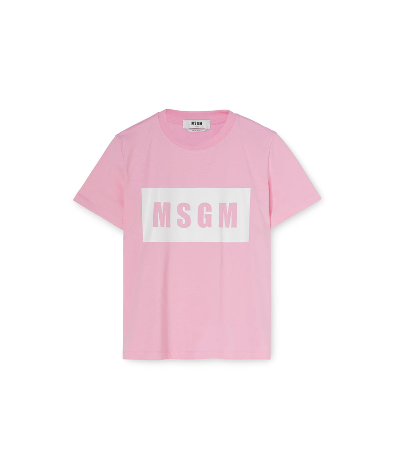 Crew neck T-shirt with MSGM box logo PINK Women 