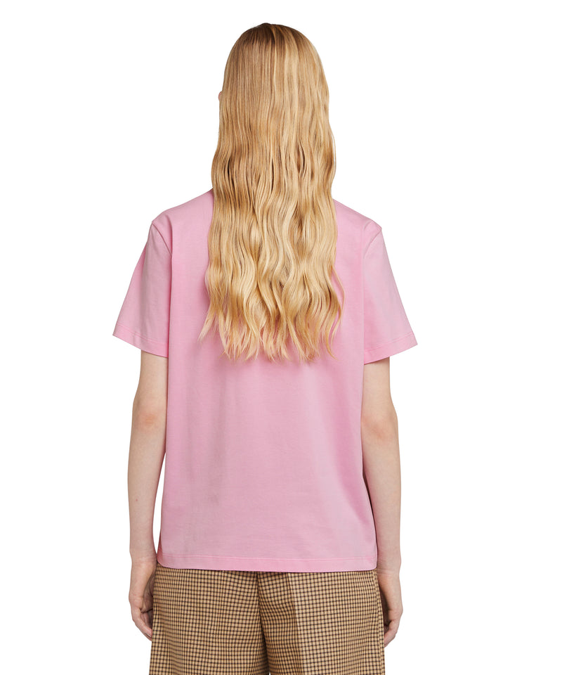 Crew neck T-shirt with MSGM box logo PINK Women 