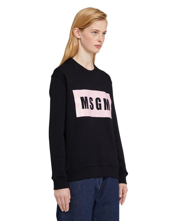 Cotton crewneck sweater with MSGM box logo