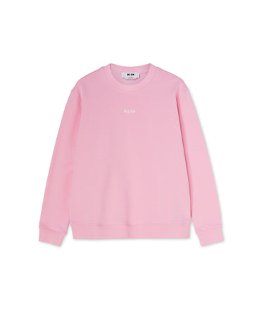 Crew neck cotton sweatshirt with micro logo