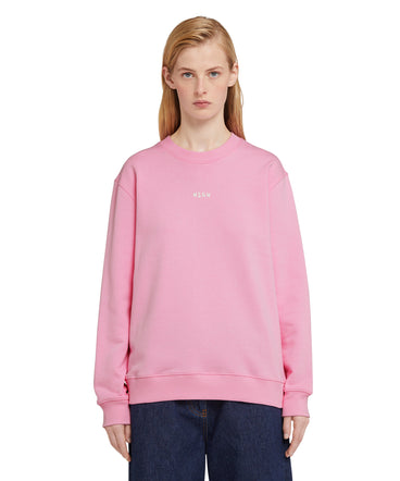 Crew neck cotton sweatshirt with micro logo