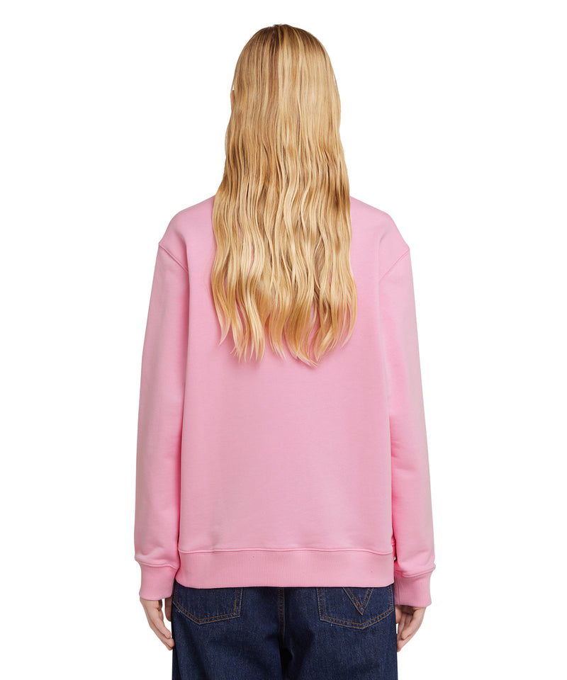 Crew neck cotton sweatshirt with micro logo PINK Women 