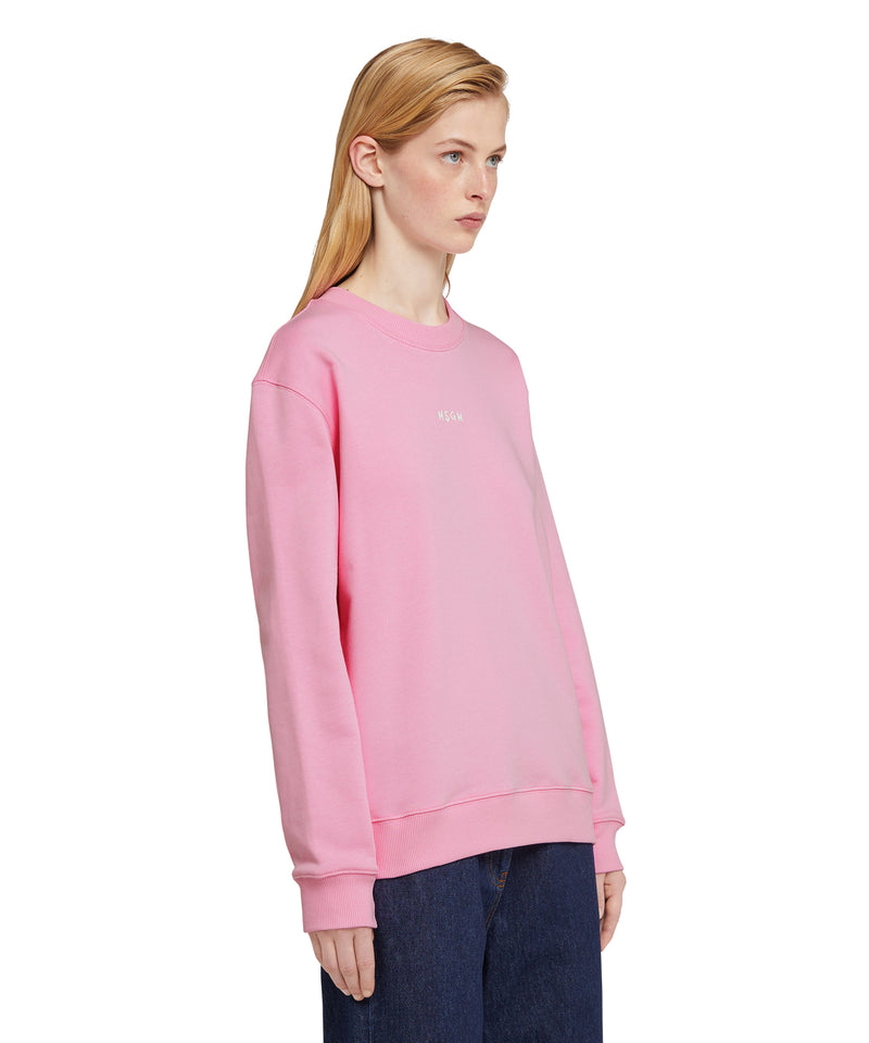 Crew neck cotton sweatshirt with micro logo PINK Women 
