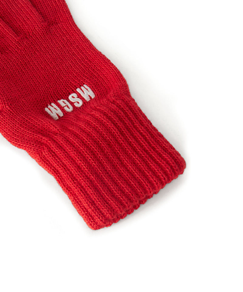 Blended wool gloves with embroidered mini logo RED Women 