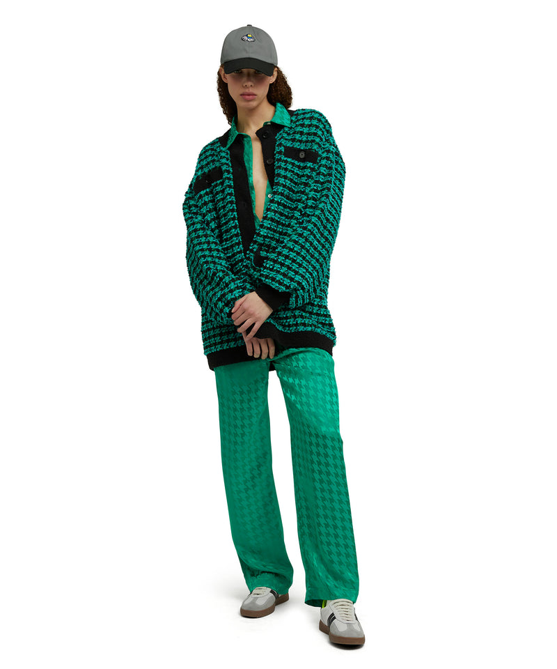 "Fluid Viscose Jacquard" fabric trousers GREEN Women 