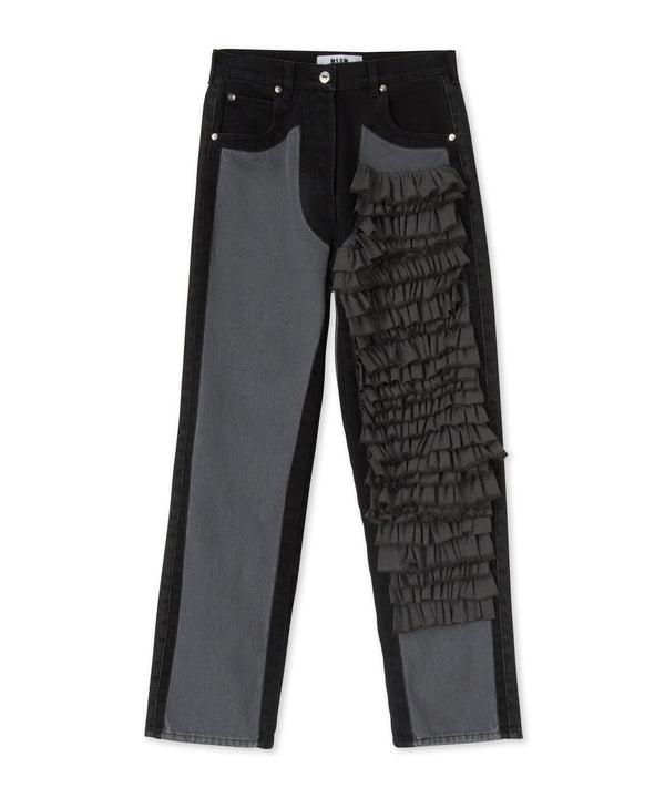 Jeans with "Black Denim with Stitches" workmanship