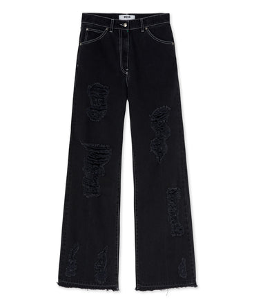 Jeans with "Black Denim with Stitches" workmanship