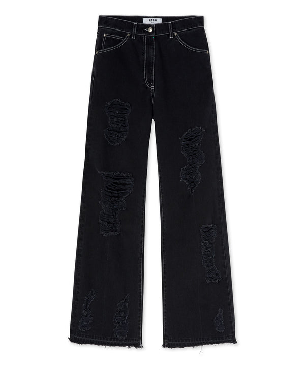 Jeans with "Black Denim with Stitches" workmanship