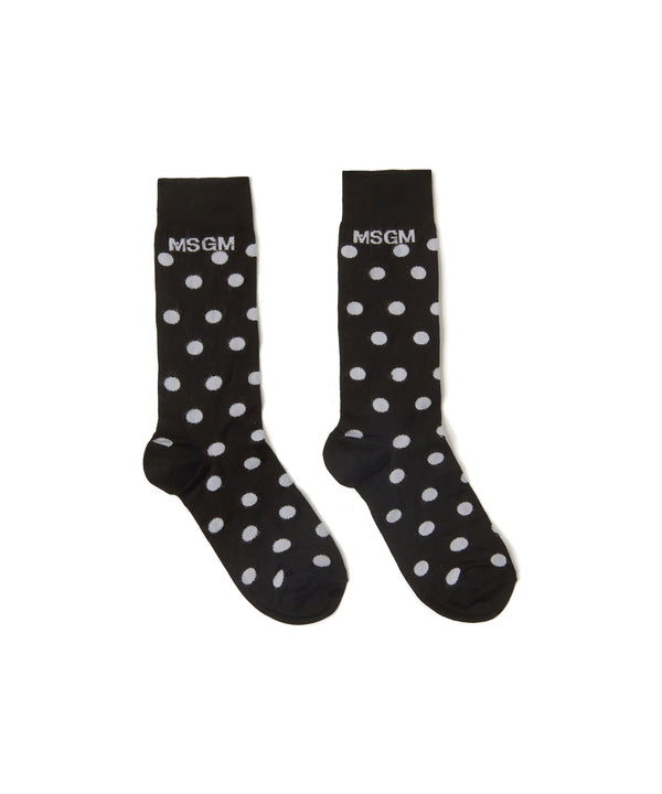Cotton polka dot patterned socks with MSGM logo