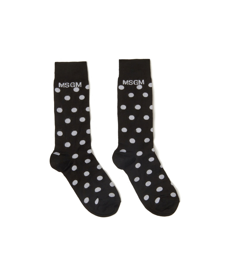 Cotton polka dot patterned socks with MSGM logo BLACK Women 