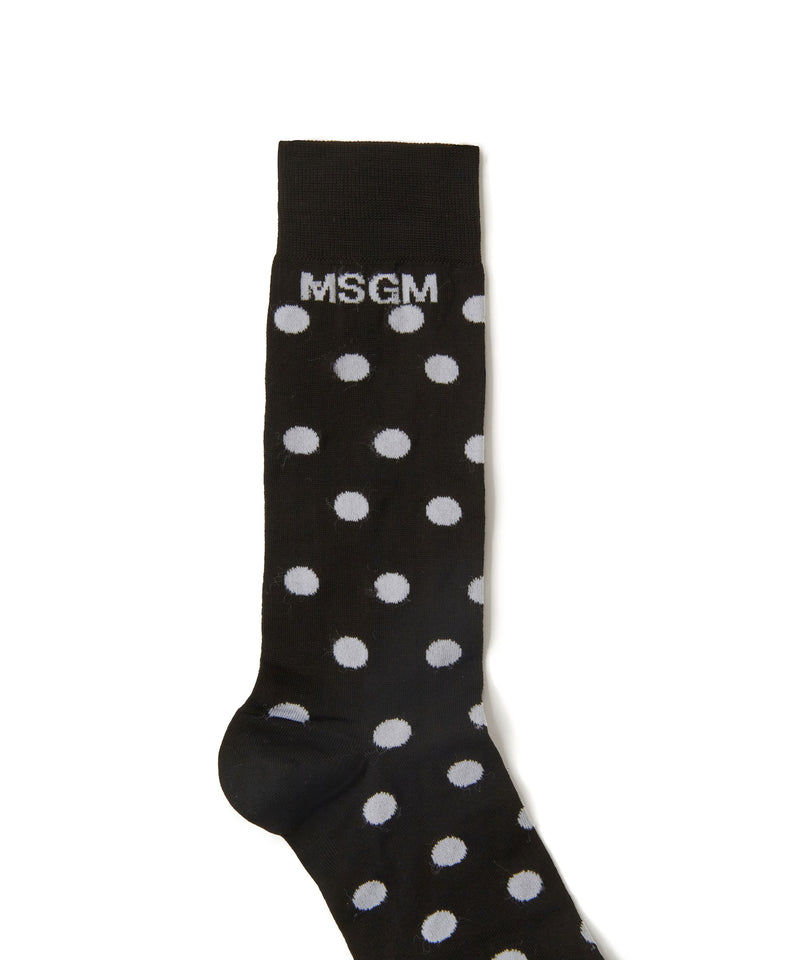 Cotton polka dot patterned socks with MSGM logo BLACK Women 