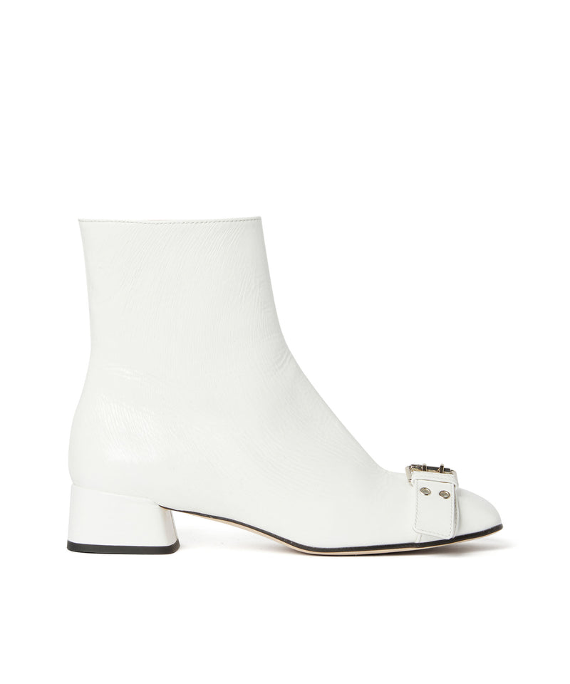 Leather MSGM Buckle ankle boots WHITE Women 