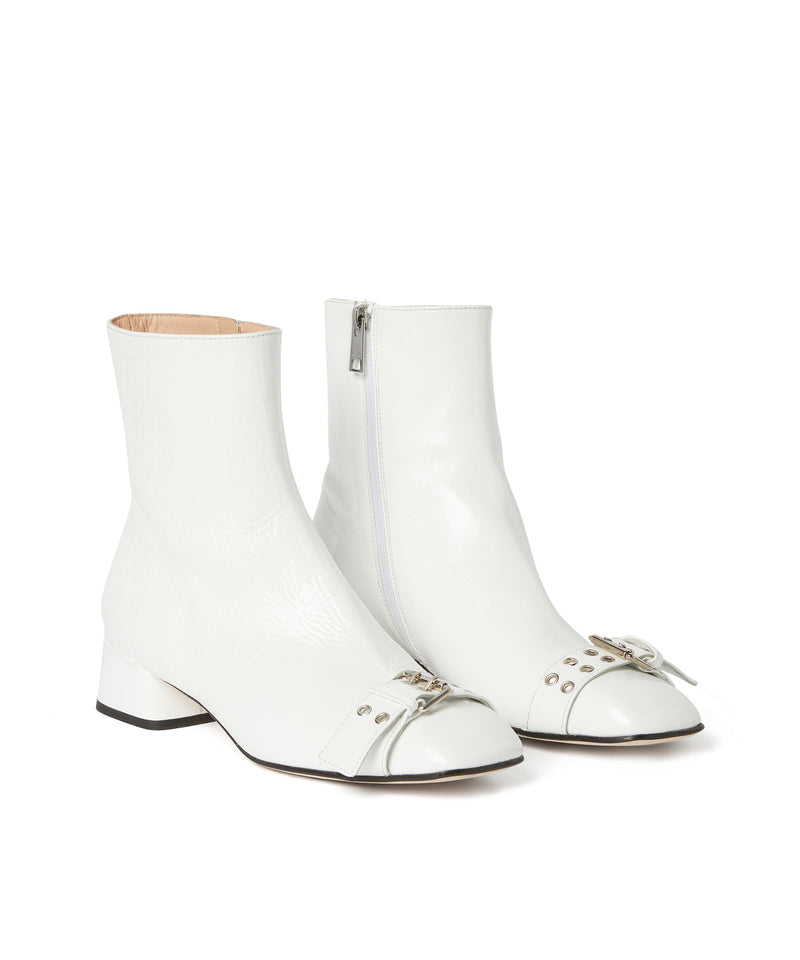 Leather MSGM Buckle ankle boots WHITE Women 