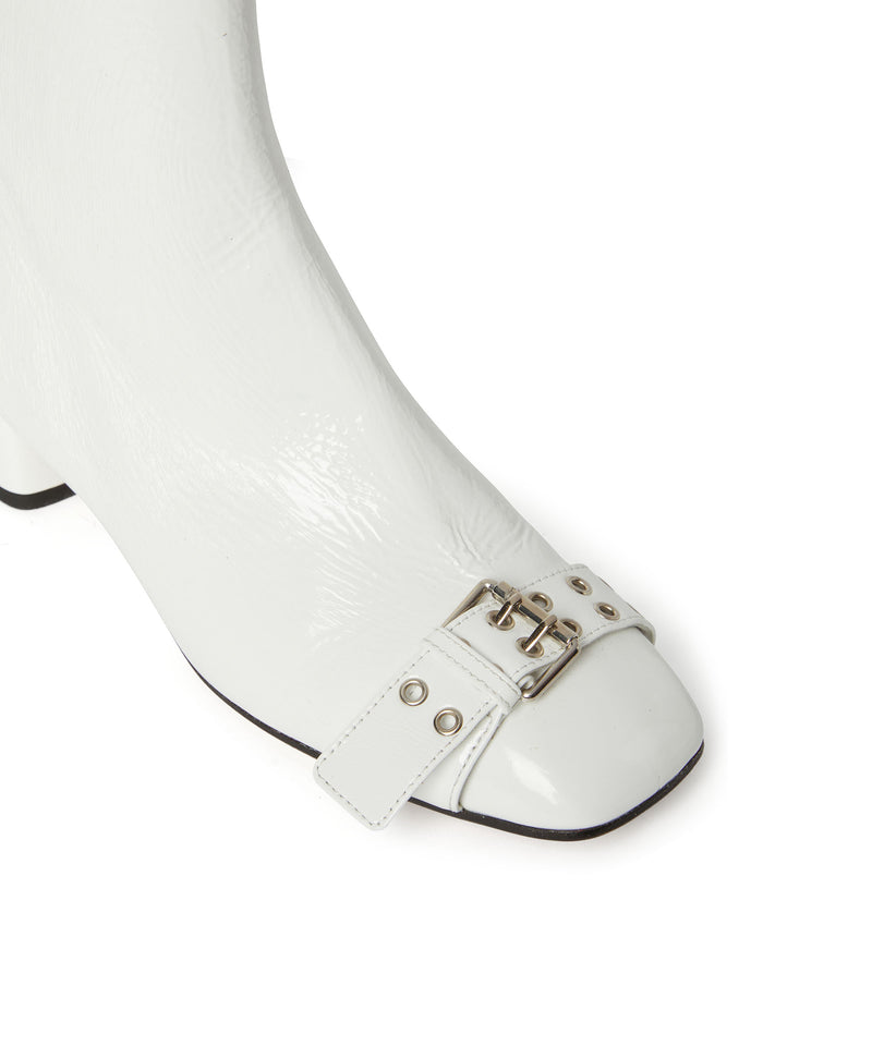 Leather MSGM Buckle ankle boots WHITE Women 