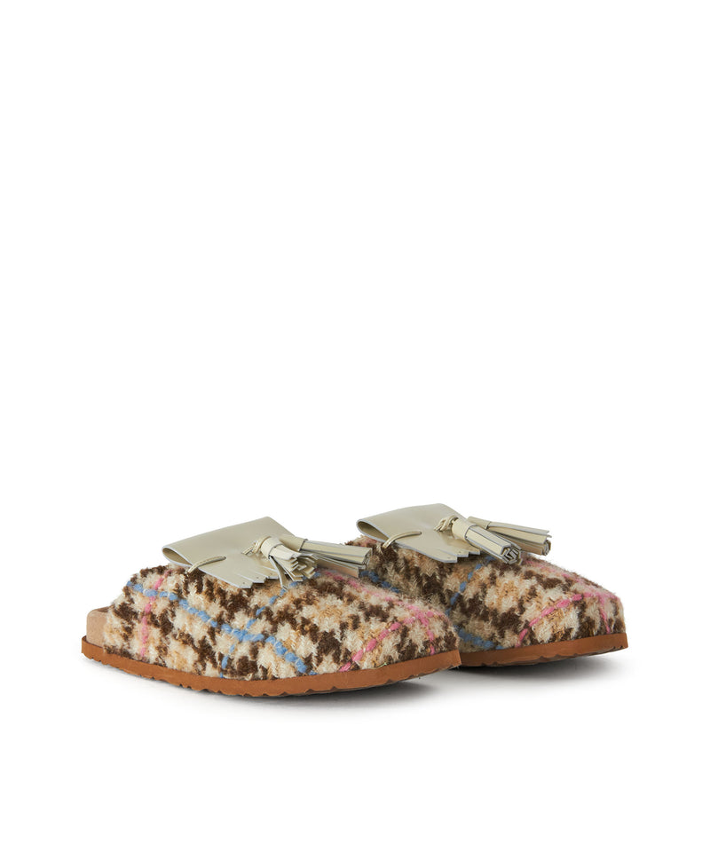 MSGM Sabot with "Micro Check Wool" motif BEIGE Women 