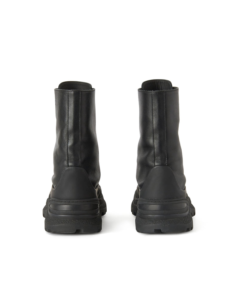 MSGM Track Sole Boots in Leather BLACK Women 