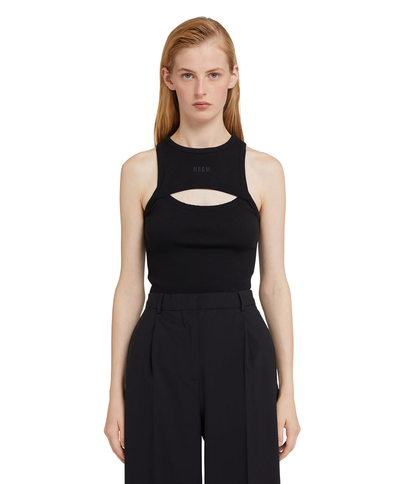 Cotton top MSGM Impact Embroidery BLACK Women 