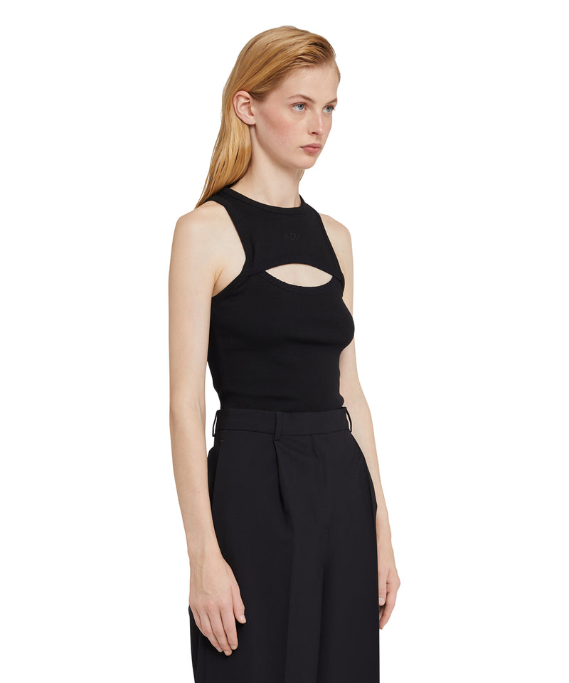 Cotton top MSGM Impact Embroidery BLACK Women 