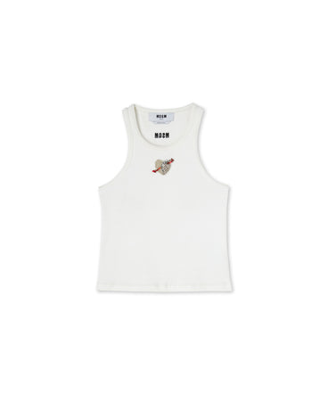 Cotton top with "Msgm Heart Embroidery Patch" print