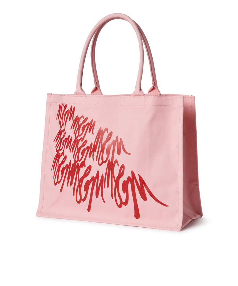Blended cotton MSGM Canvas Tote Bag PINK Women 
