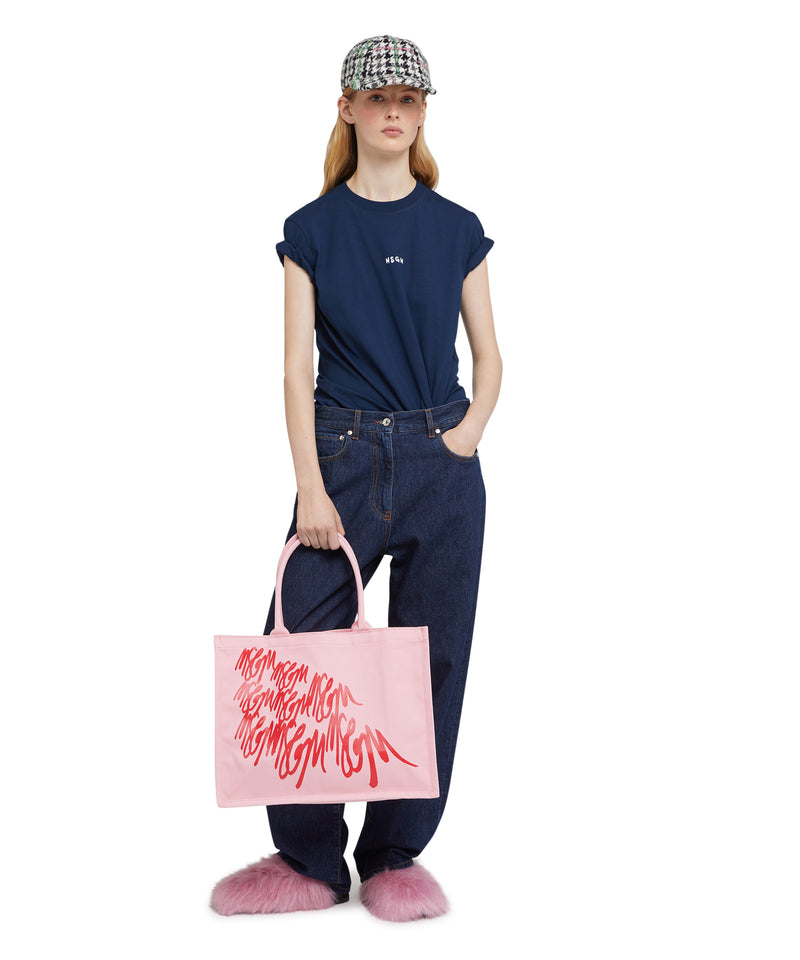 Blended cotton MSGM Canvas Tote Bag PINK Women 