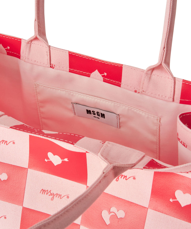 Blended cotton MSGM Canvas Tote Bag PINK Women 