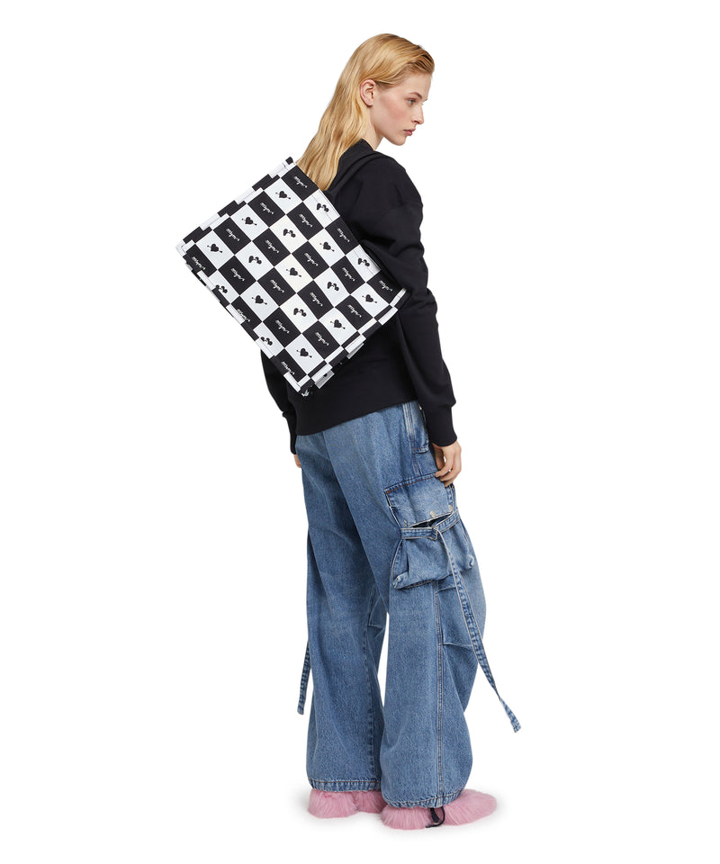 Blended cotton MSGM Canvas Tote Bag BLACK Women 