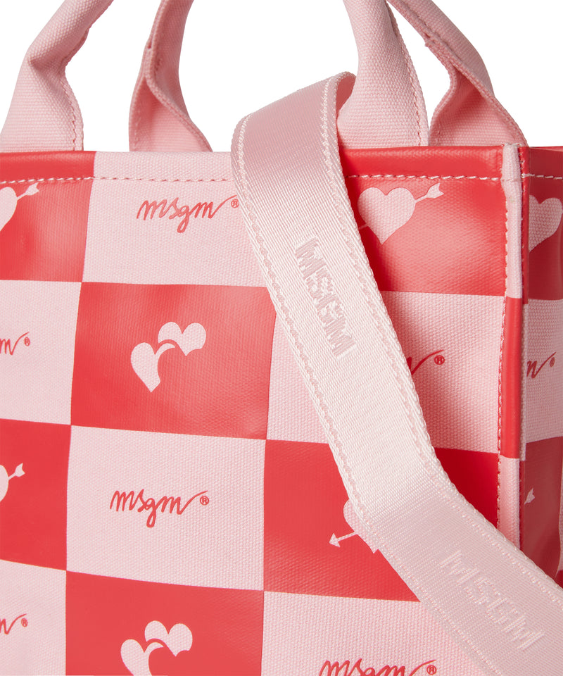 Blended cotton MSGM mini Canvas Tote Bag PINK Women 