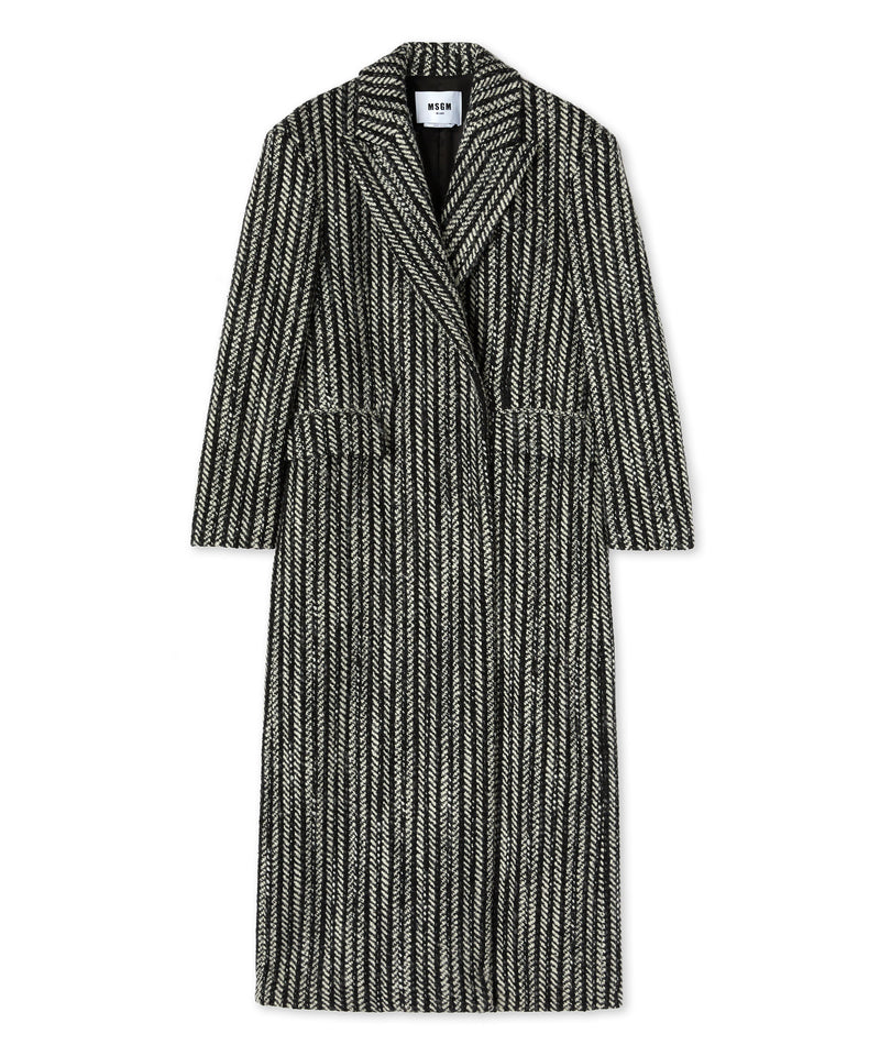 Blended wool "Herringbone Wool felt" coat BLACK Women 