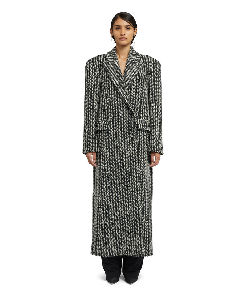 Blended wool "Herringbone Wool felt" coat BLACK Women 
