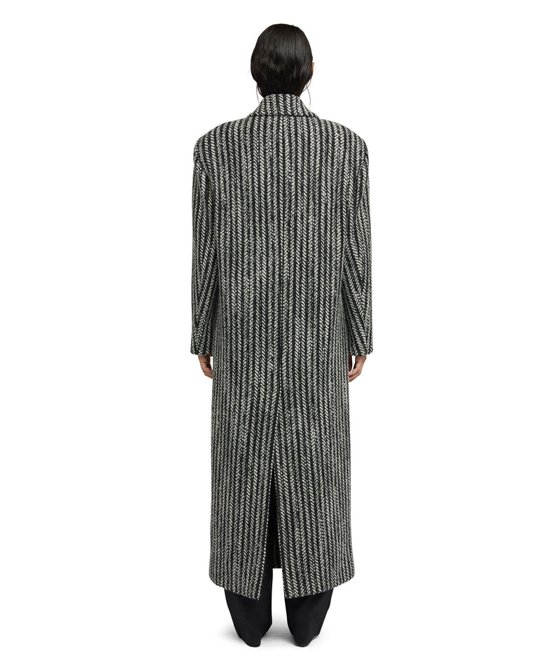 Blended wool "Herringbone Wool felt" coat BLACK Women 
