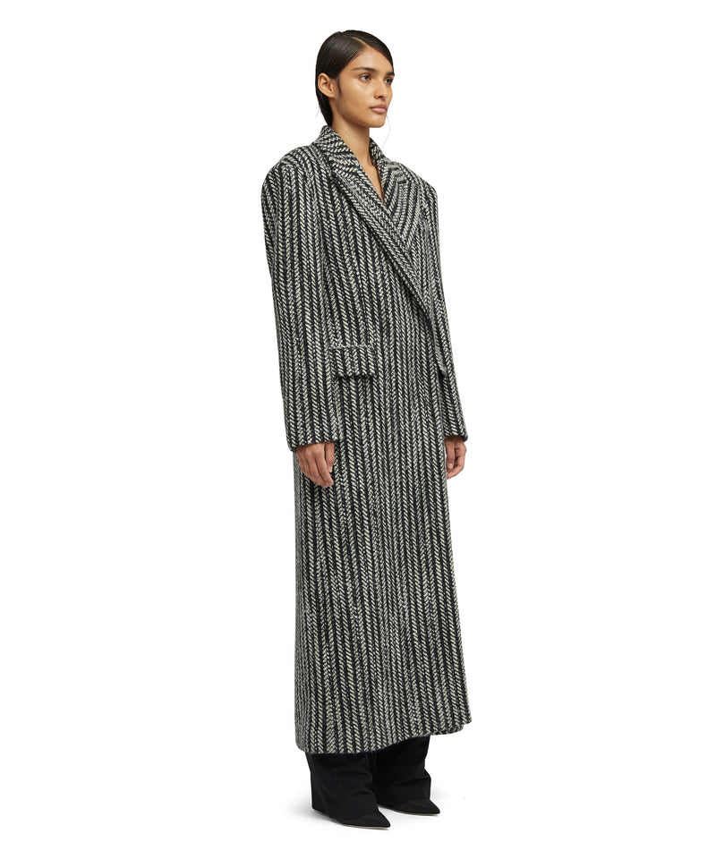 Blended wool "Herringbone Wool felt" coat BLACK Women 