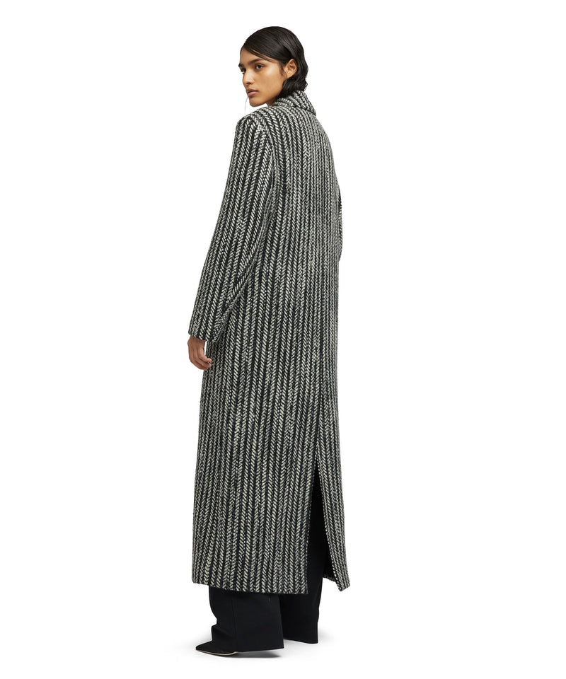 Blended wool "Herringbone Wool felt" coat BLACK Women 