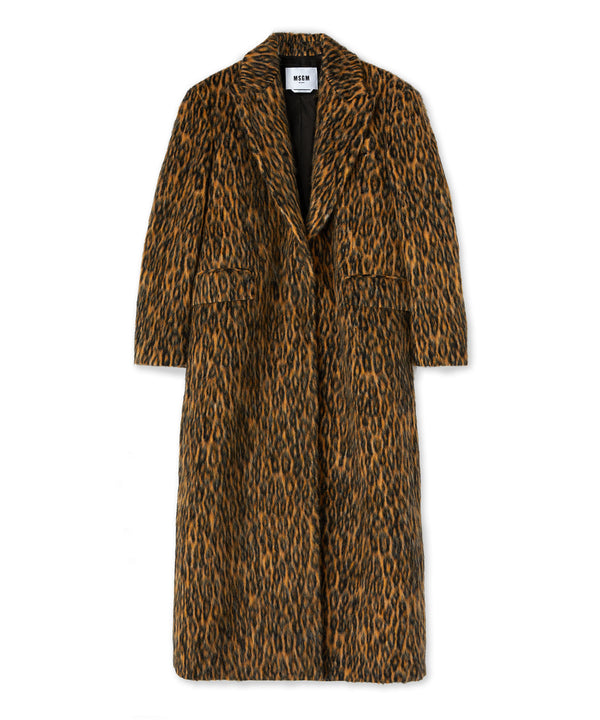 Wool coat with  "Cheetah Jacquard" motif