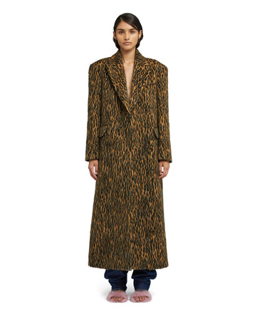 Wool coat with  "Cheetah Jacquard" motif