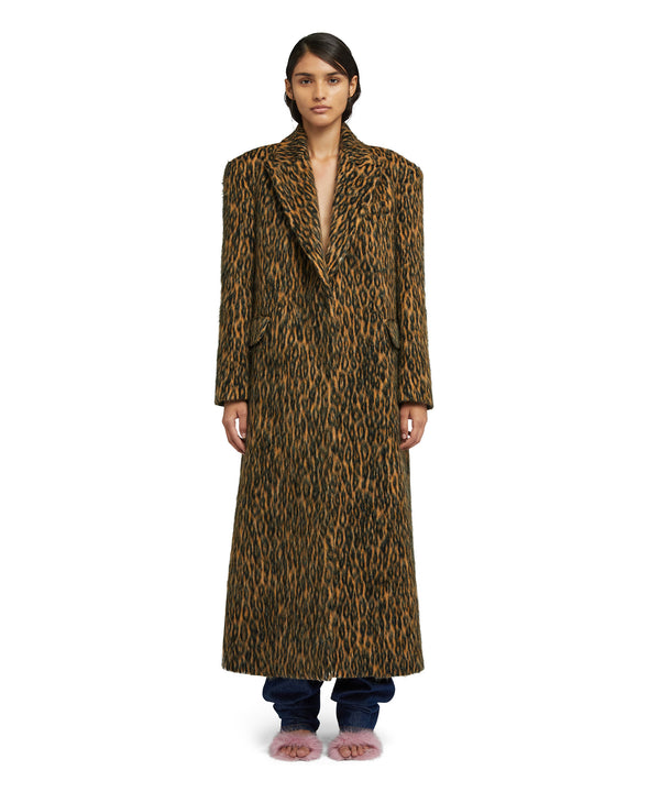 Wool coat with  "Cheetah Jacquard" motif