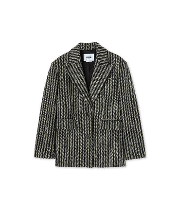 Blended wool "Herringbone Wool felt" short coat