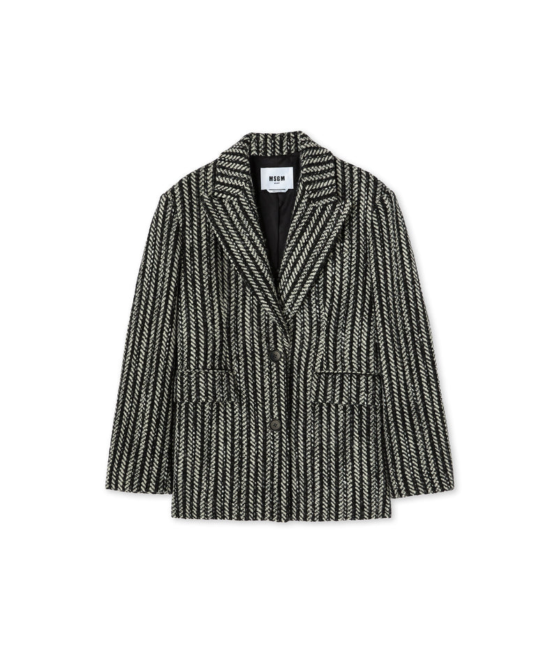 Blended wool "Herringbone Wool felt" short coat BLACK Women 
