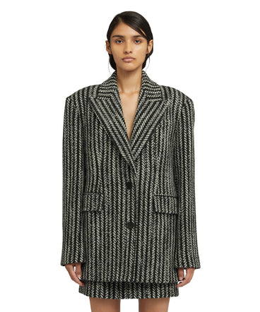 Blended wool "Herringbone Wool felt" short coat