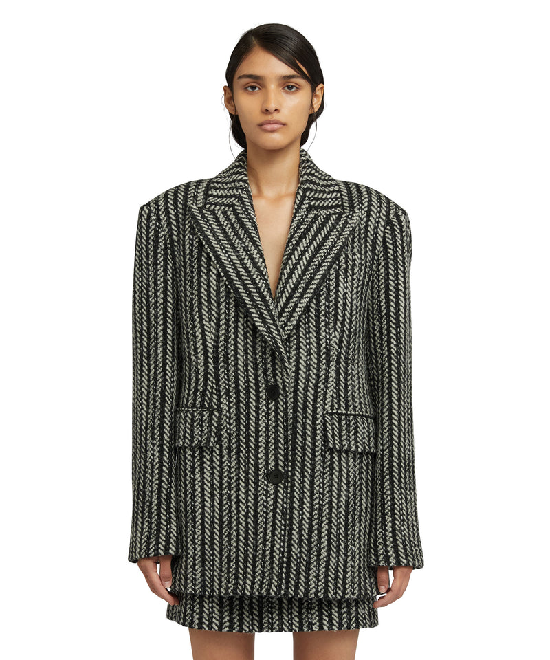 Blended wool "Herringbone Wool felt" short coat BLACK Women 