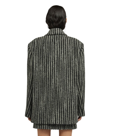Blended wool "Herringbone Wool felt" short coat