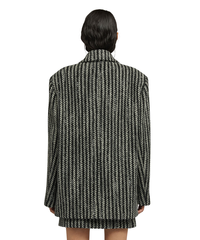 Blended wool "Herringbone Wool felt" short coat BLACK Women 