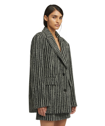 Blended wool "Herringbone Wool felt" short coat