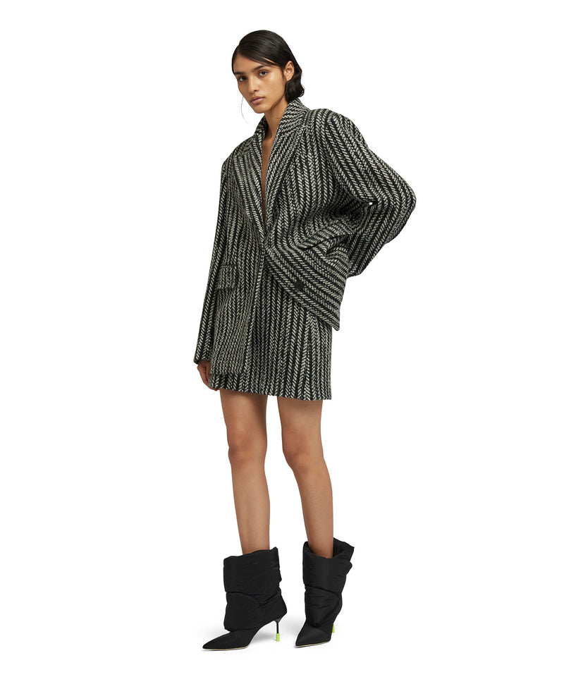 Blended wool "Herringbone Wool felt" short coat BLACK Women 