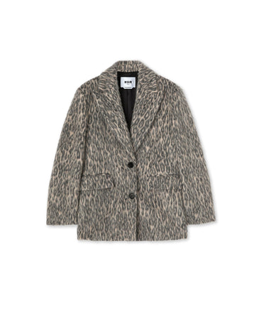 Wool short coat with "Cheetah Jacquard" motif