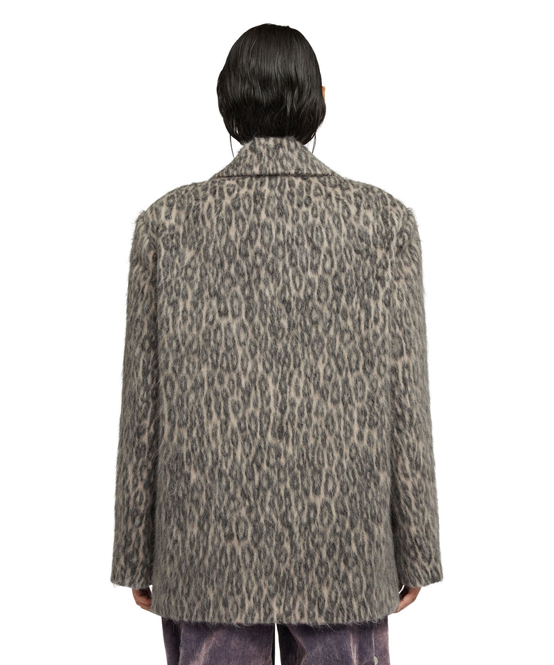 Wool short coat with "Cheetah Jacquard" motif PINK Women 