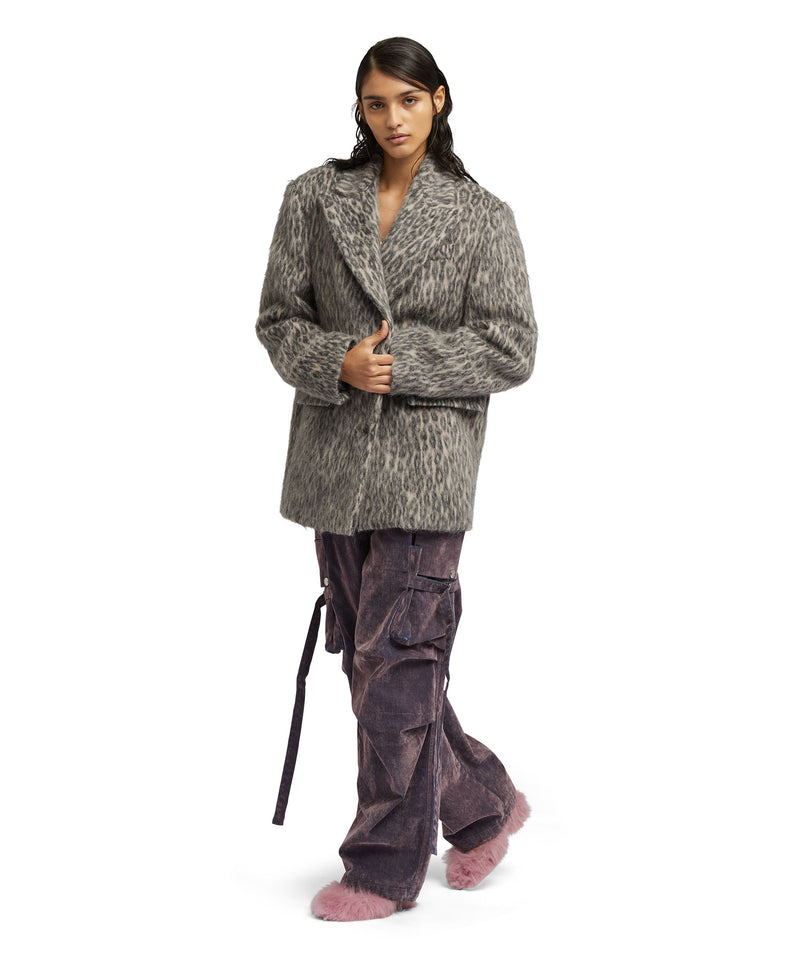 Wool short coat with "Cheetah Jacquard" motif PINK Women 