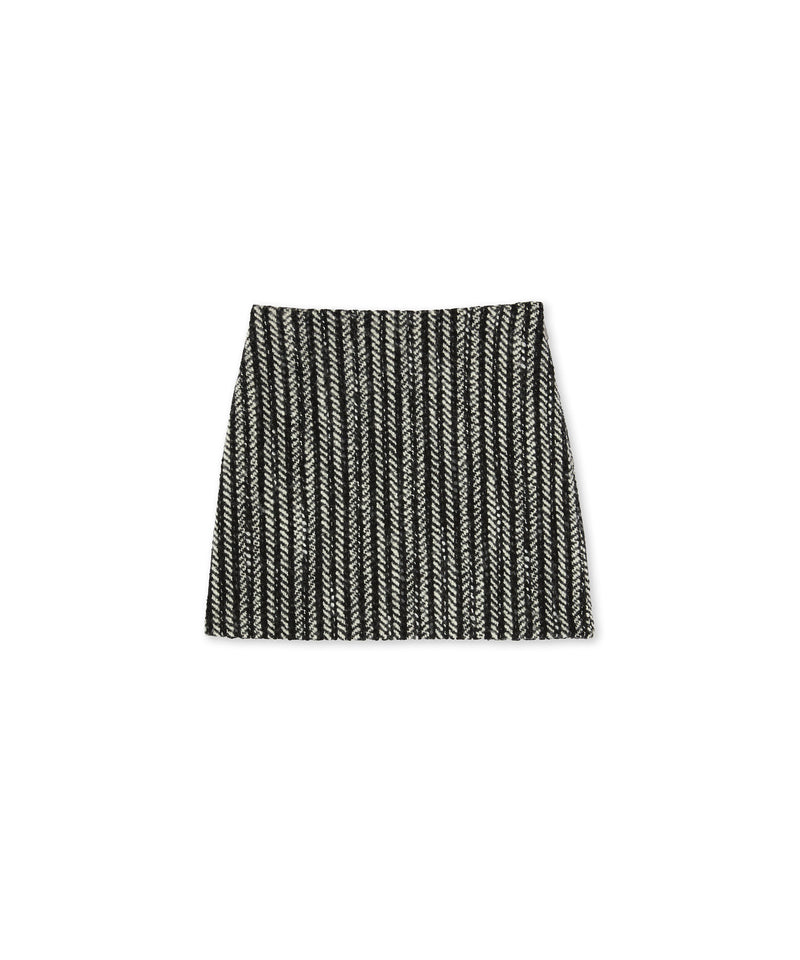 Blended wool "Herringbone Wool felt" mini skirt BLACK Women 