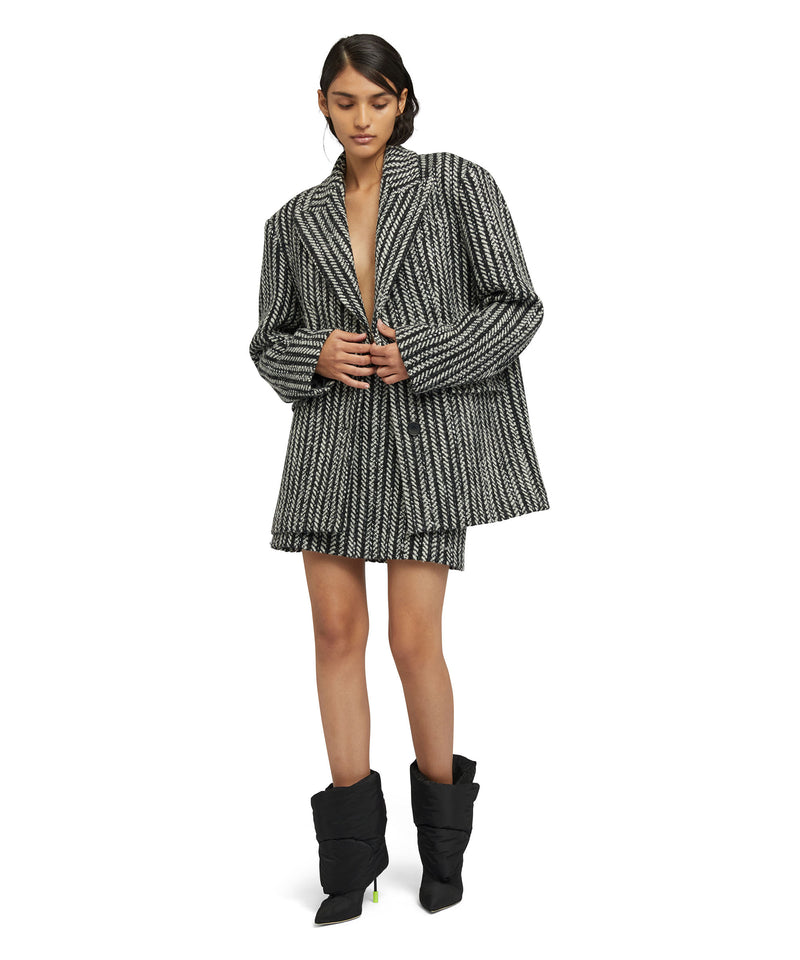 Blended wool "Herringbone Wool felt" mini skirt BLACK Women 