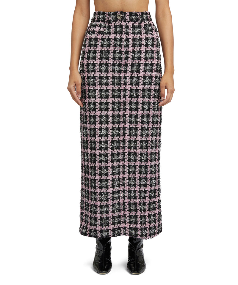 Midi skirt with "Lurex Check Tweed" motif BLACK Women 